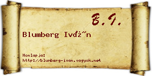 Blumberg Iván névjegykártya